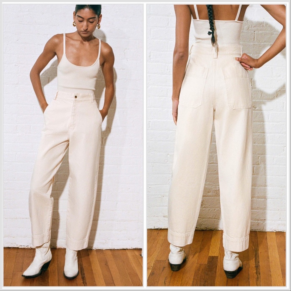 NWT Mara Hoffman Gia Organic Cotton Straight-Leg Pants in Baby Pink sz 2